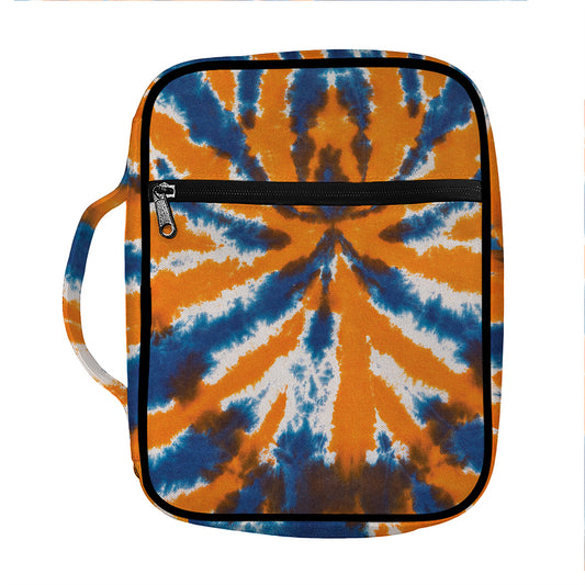 Blue And Orange Spider Tie Dye Print Front Pocket Bible Bag