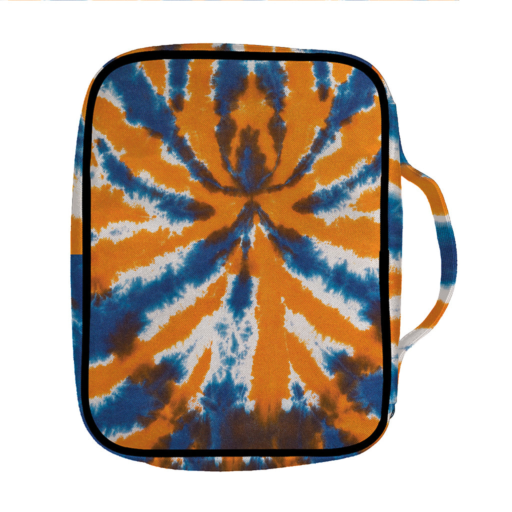 Blue And Orange Spider Tie Dye Print Front Pocket Bible Bag