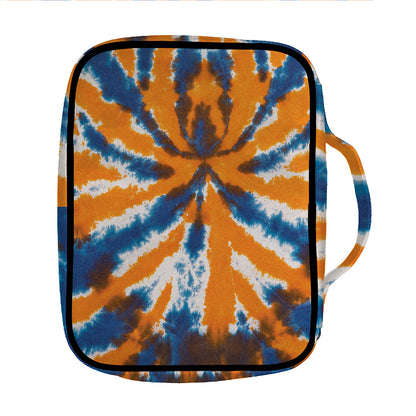 Blue And Orange Spider Tie Dye Print Front Pocket Bible Bag