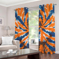 Blue And Orange Spider Tie Dye Print Grommet Curtains
