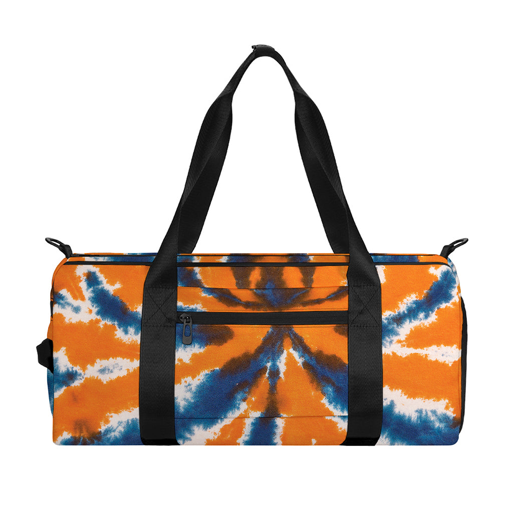Blue And Orange Spider Tie Dye Print Gym Bag
