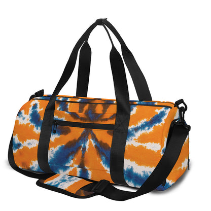 Blue And Orange Spider Tie Dye Print Gym Bag