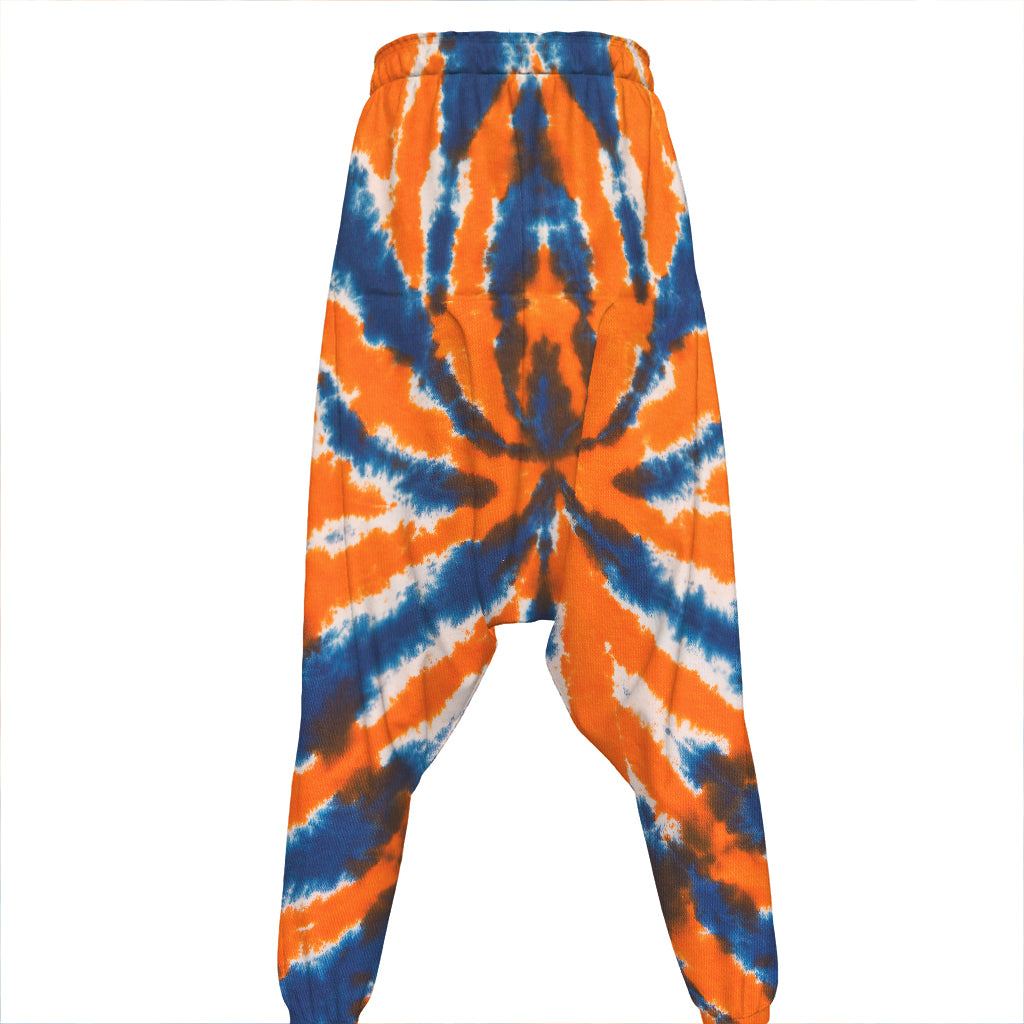 Blue And Orange Spider Tie Dye Print Hammer Pants