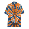 Blue And Orange Spider Tie Dye Print Hawaiian Shirt