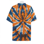 Blue And Orange Spider Tie Dye Print Hawaiian Shirt