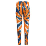 Blue And Orange Spider Tie Dye Print High-Waisted Pocket Leggings