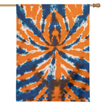 Blue And Orange Spider Tie Dye Print House Flag