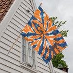 Blue And Orange Spider Tie Dye Print House Flag
