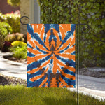 Blue And Orange Spider Tie Dye Print House Flag