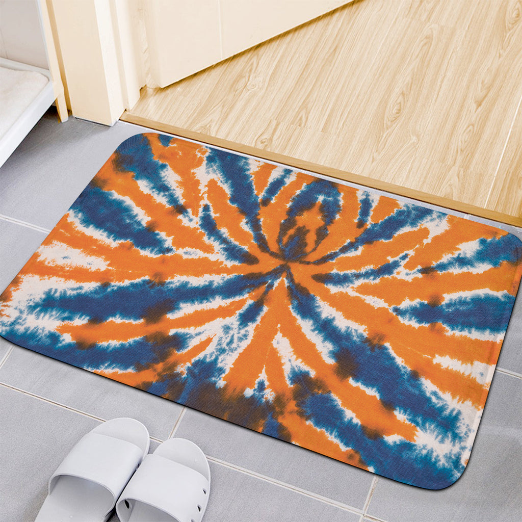 Blue And Orange Spider Tie Dye Print Indoor Door Mat