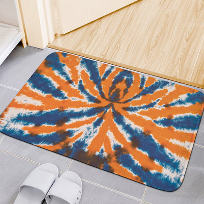 Blue And Orange Spider Tie Dye Print Indoor Door Mat