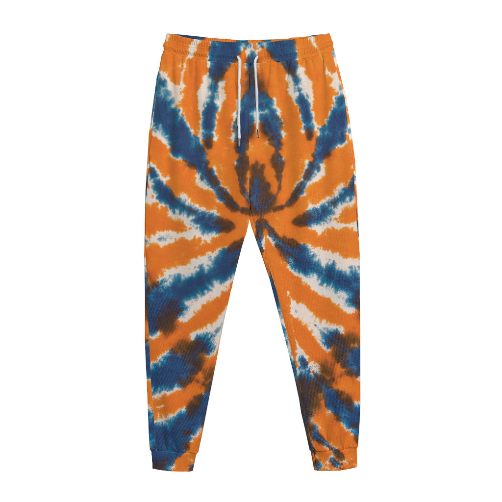 Blue And Orange Spider Tie Dye Print Jogger Pants