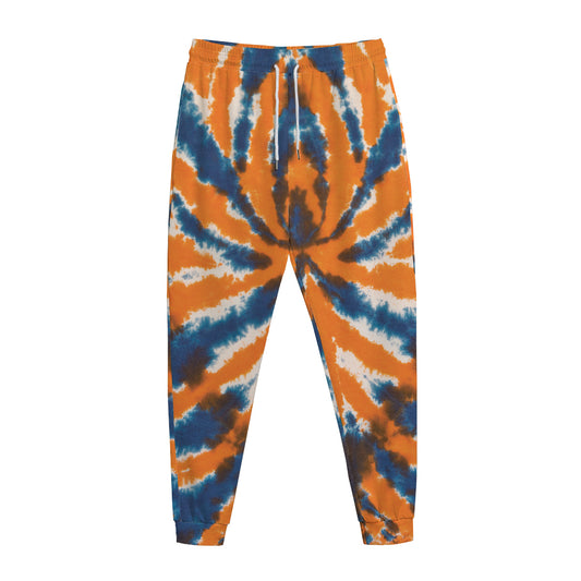 Blue And Orange Spider Tie Dye Print Jogger Pants
