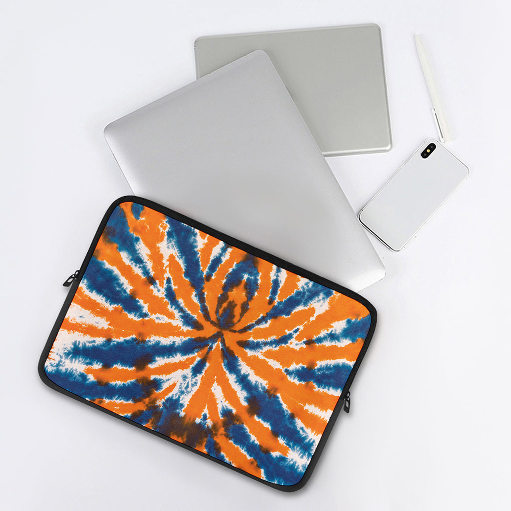 Blue And Orange Spider Tie Dye Print Laptop Sleeve