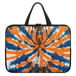 Blue And Orange Spider Tie Dye Print Laptop Sleeve With Handle