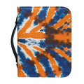 Blue And Orange Spider Tie Dye Print Leather Bible Cover