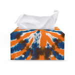 Blue And Orange Spider Tie Dye Print Leather Tissue Box Cover
