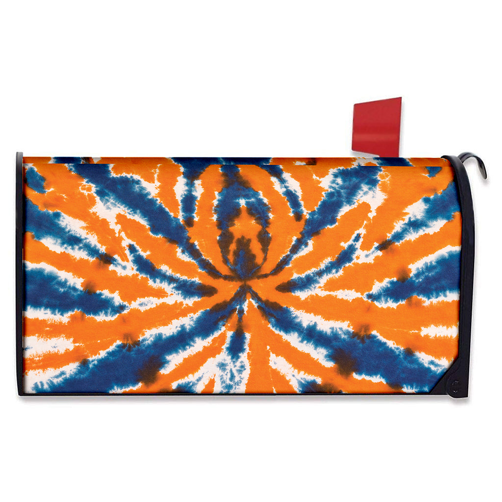 Blue And Orange Spider Tie Dye Print Mailbox Cover