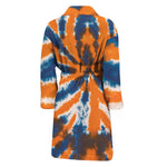 Blue And Orange Spider Tie Dye Print Men's Bathrobe
