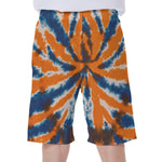 Blue And Orange Spider Tie Dye Print Men's Beach Shorts