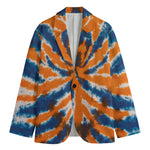 Blue And Orange Spider Tie Dye Print Men's Blazer