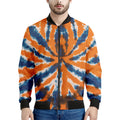 Blue And Orange Spider Tie Dye Print Men's Bomber Jacket