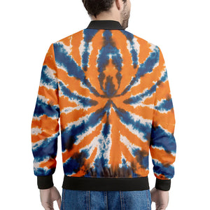 Blue And Orange Spider Tie Dye Print Men's Bomber Jacket