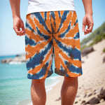 Blue And Orange Spider Tie Dye Print Men's Cargo Shorts