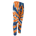 Blue And Orange Spider Tie Dye Print Men's Compression Pants