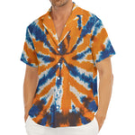 Blue And Orange Spider Tie Dye Print Men's Deep V-Neck Shirt