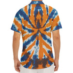 Blue And Orange Spider Tie Dye Print Men's Deep V-Neck Shirt