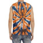 Blue And Orange Spider Tie Dye Print Men's Fitness Tank Top