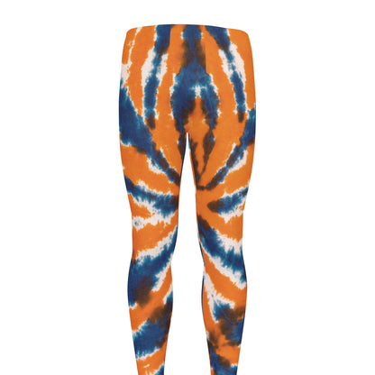 Blue And Orange Spider Tie Dye Print Men's leggings