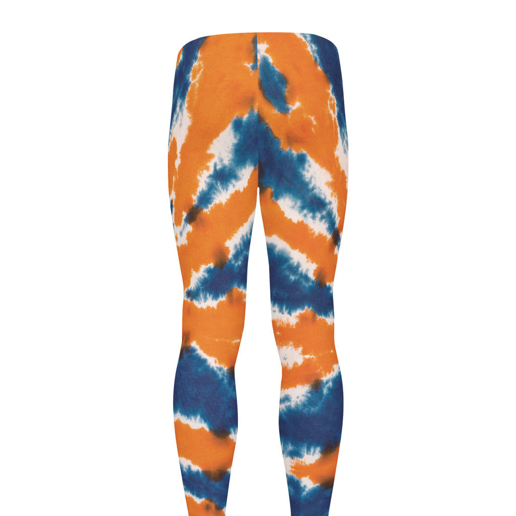 Blue And Orange Spider Tie Dye Print Men's leggings