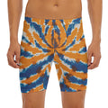 Blue And Orange Spider Tie Dye Print Men's Long Boxer Briefs