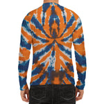 Blue And Orange Spider Tie Dye Print Men's Long Sleeve Rash Guard