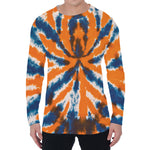 Blue And Orange Spider Tie Dye Print Men's Long Sleeve T-Shirt