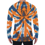 Blue And Orange Spider Tie Dye Print Men's Long Sleeve T-Shirt