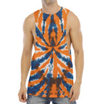 Blue And Orange Spider Tie Dye Print Men's Muscle Tank Top
