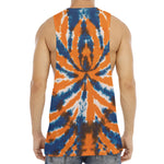 Blue And Orange Spider Tie Dye Print Men's Muscle Tank Top