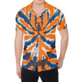 Blue And Orange Spider Tie Dye Print Men's Shirt