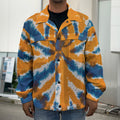 Blue And Orange Spider Tie Dye Print Men's Shirt Jacket