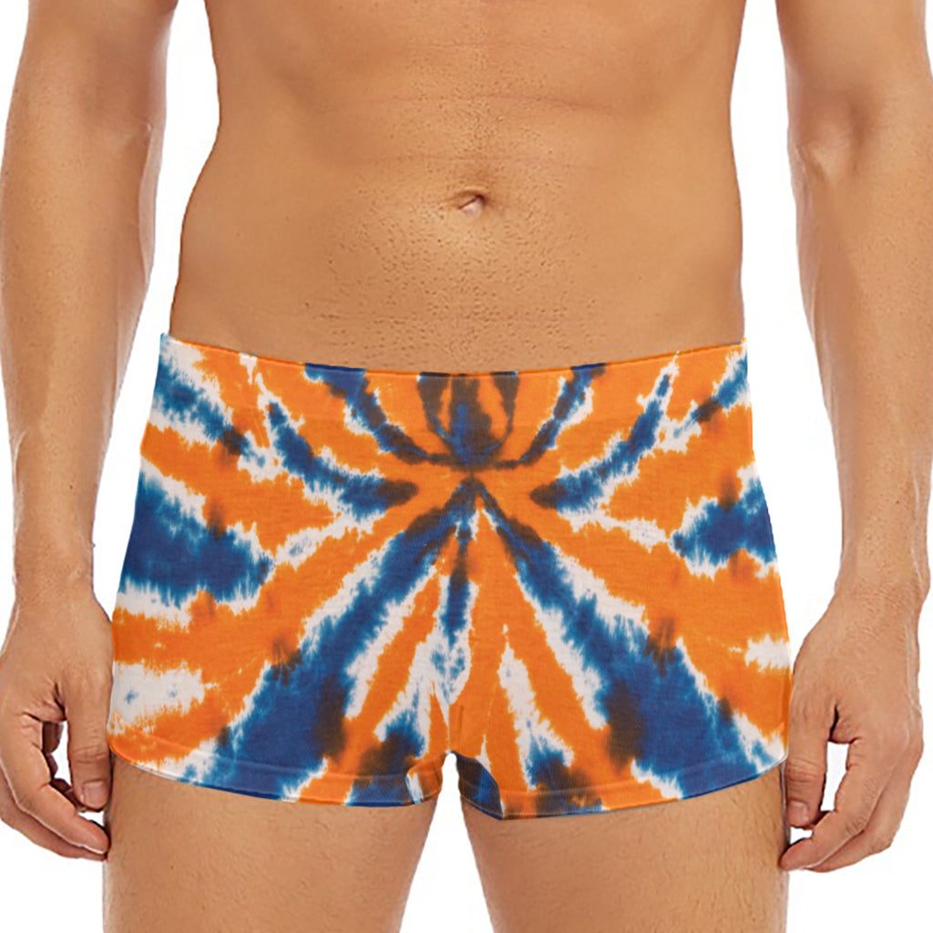 Blue And Orange Spider Tie Dye Print Men's Short Boxer Briefs