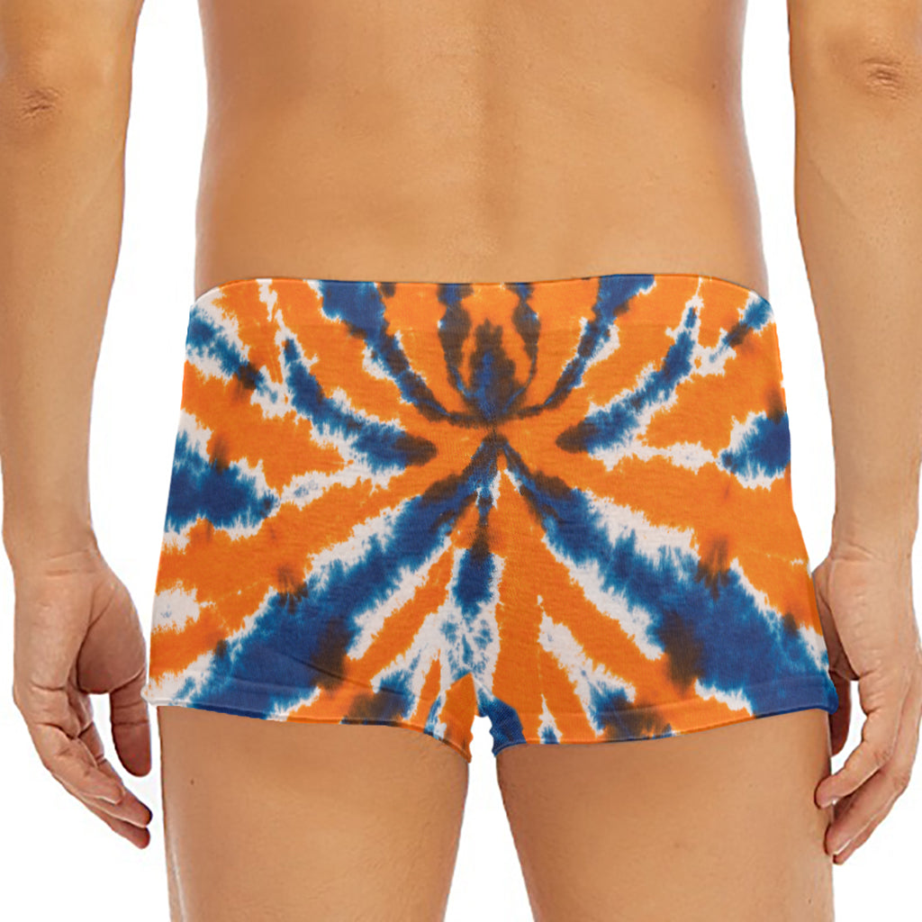 Blue And Orange Spider Tie Dye Print Men's Short Boxer Briefs