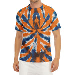 Blue And Orange Spider Tie Dye Print Men's Short Sleeve Rash Guard