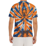 Blue And Orange Spider Tie Dye Print Men's Short Sleeve Rash Guard