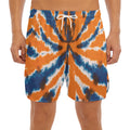 Blue And Orange Spider Tie Dye Print Men's Split Running Shorts