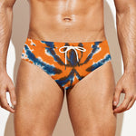 Blue And Orange Spider Tie Dye Print Men's Swim Briefs