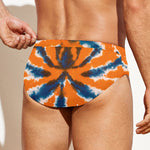Blue And Orange Spider Tie Dye Print Men's Swim Briefs