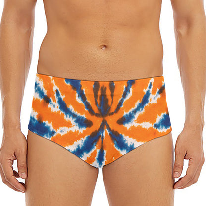 Blue And Orange Spider Tie Dye Print Men's Triangle Swim Briefs